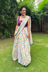 Love Birds Lilac Chiffon Saree